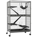PawHut - Cage à 5 niveaux pour lapin, cochon d’Inde, furet, rat, hamster - 50 po H - gris-Idéal pour une variété de petits animaux, y compris le vison domestique, le chinchilla, le petit chat et d'autres petits animaux de taille similaire 