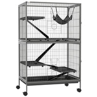 PawHut - Cage à 5 niveaux pour lapin, cochon d’Inde, furet, rat, hamster - 50 po H - gris-Idéal pour une variété de petits animaux, y compris le vison domestique, le chinchilla, le petit chat et d'autres petits animaux de taille similaire 