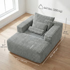 HOMCOM - Canapé-lit compact avec coussin pour salon - gris-Le tissu en velours côtelé doux offre un confort chaleureux et agréable pour la peau    
