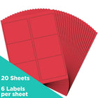 JAM Paper Étiquettes postales, 4 x 3 1/3 po, papier kraft rouge, 6 par page, 240 par paquet-Taille : 4 x 3 1/3 po