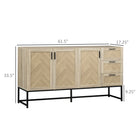 HOMCOM - Buffet 61,4 po L avec 3 tiroirs - chêne-Convient pour la salle à manger, la cuisine, le salon ou d'autres espaces restreints nécessitant plus de rangement 