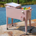 Permasteel - Glacière de patio 80 pintes - Rose-4 roulettes, 2 verrouillables