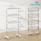 HOMCOM - Séchoir à vêtements 4 niveaux avec ailes latérales et roulettes pour intérieur/extérieur - blanc-Structure en acier inoxydable offrant un excellent soutien 