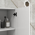 Kleankin - Armoire de salle de bain haute brillance avec porte et étagères - blanc-Couleur : Blanc brillant