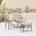 Manhattan Comfort - Ensemble moderne de 3 pièces Benson pour patio avec fauteuils à bascule - Crème-Coussins amovibles avec fermeture éclair pour un nettoyage et un entretien faciles
