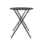 Lausaint - Ensemble de trois pièces pliant Bistro - Noir-Dimensions - Table bistro : diamètre 23.6” x hauteur 28” , chaises de jardin pliantes : longueur 16.5” x largeur 19” x hauteur 32.2”. Charge maximale : 200lbs (table), 300lbs (chaises). Cet ensemble table et chaises bistro en métal (2 pièces) est garanti 1 an à compter de la date d’achat.
