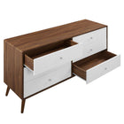 Modway - Transmit 60 po Commode, Blanc noyer-Pattes en bois écartées et effilées