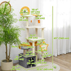 PawHut - Arbre à chat 63 po - tour thème étoile et lune pour chats d’intérieur-Panneau de particules stable et sisal avec double base pour éviter le basculement 