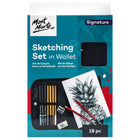 Mont Marte - Coffret de 18 pièces pour croquis Signature - Graphite/Fusil-Un étui souple et compact ou un portefeuille permet de ranger l'essentiel pour le dessin, ce qui rend cet ensemble idéal pour les voyages, les cours et le dessin en extérieur