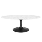 Modway - Lippa Ovale de 48 po Faux marbre Table basse - Noir Blanc-Table basse moderne