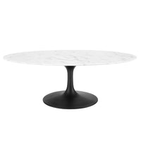 Modway - Lippa Ovale de 48 po Faux marbre Table basse - Noir Blanc-Table basse moderne