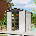 Outsunny - abri de jardin 9 pi x 6 pi - gris foncé-Porte verrouillable pour plus de sécurité, 3 clés incluses
