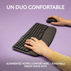 Logitech - MK670 Combo, clavier Wave Keys ergonomique sans fil avec souris sans fil - Graphite-Confort de frappe toute la journée: le design courbé de ce clavier compact place vos mains, poignets et avant-bras dans une position de frappe naturelle pour un confort optimal toute la journée