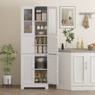 HOMCOM - Armoire de rangement de salle de bain avec portes persiennes et étagère réglable - blanc-Convient pour la cuisine, le bureau, le salon et d'autres applications polyvalentes 