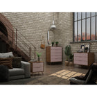 Manhattan Comfort - Ensemble de commode de chambre à coucher Rockefeller style milieu du siècle 3 pièces - nature et rose pâle-Choisissez le design de votre poignée lorsque le produit est chez vous Option pour une poignée découpée ou un look affleurant