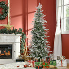HOMCOM - Sapin de Noël artificiel 6' forme crayon enneigé - vert-Certaines des branches sont moulées à partir de vraies branches pour un style d'arbre réaliste et sans beaucoup de façonnage 