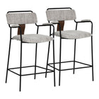 Zuo - Couva Tabouret de comptoir - Gris Tweed - Ensemble de 2-Support d’accoudoirs