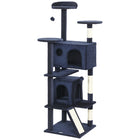 PawHut - Arbre à chat 63 po H avec deux niches pour chats - bleu foncé-Centre de jeux d'activités qui divertit et maintient les chats actifs 