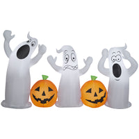 GEMMY - Scène gonflable d'Halloween avec citrouille et fantôme - 152 cm x 274 cm-S'illumine grâce à une lumière LED brillante et économe en énergie