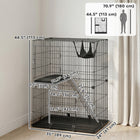 PawHut - Cage pour chat à 2 niveaux d’intérieur avec hamac, coussins pour 1 à 2 chatons-La structure solide en acier assure la sécurité de votre compagnon félin 
