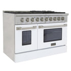 Kucht - 48 po Série KNG Cuisinière Pro Style au gaz propane - Acier inoxydable/Blanc-Les brûleurs étanches facilitent le nettoyage de la cuisinière
