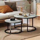 HOMCOM - Table basse ronde gigogne 31 po - gris - Paquet de 2-Design moderne avec un plateau effet marbre qui s’adapte facilement au style de la maison
