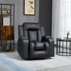 HOMCOM - Fauteuil inclinable massant à vibrations 8 points pour salon - noir-Inclinaison manuelle jusqu'à 145° avec repose-pieds rétractable, contrôlée par une manette latérale 