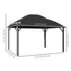 Outsunny - Pavillon de patio 13 pi l x 10 pi L - pavillon d’extérieur à double toit pour pelouse - noir-Rideaux inclus pour la confidentialité et moustiquaire intérieure pour protéger contre les insectes