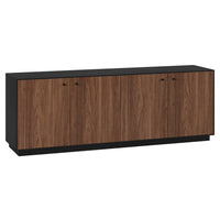 Hudson&Canal - Meuble TV rectangulaire Lillian pour téléviseurs jusqu'à 75 pouces, finition noyer noir veiné/satiné-Un design moderne et minimaliste pour votre bureau à domicile, votre chambre ou votre espace de vie