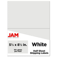 JAM Paper Étiquettes expédition, demi-feuilles, 5,5 x 8,5 po, blanc, 50/paquet-Étiquettes d’expédition