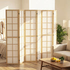 HOMCOM - Séparateur de pièce autoportant 6 panneaux pour chambre - naturel et blanc-Cadre en bois de pin et tissu non tissé pour un look minimaliste  
