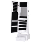 HOMCOM - Miroir dressing armoire à bijoux - 17,75 po L x 14,25 po l x 59 po H - blanc-Excellent meuble pour organiser tous vos bijoux et autres accessoires 