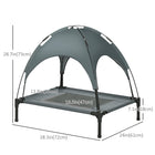 PawHut - Lit pour animal surélevé rafraîchissant avec auvent pour chiens de taille moyenne - 30 po L x 24 po l x 29 po H - gris-Le tissu est en polyester haute densité et respirant pour éloigner la chaleur 