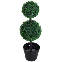 Outsunny - Arbre topiaire à 2 boules pour bureau à domicile et salon - vert foncé - lot de 2-Belle plante artificielle au design d'arbre à deux boules 