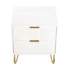 Manhattan Comfort - Dumbo table de chevet moderne, commode et commode haute 5 tiroirs - blanc - ensemble de 3-10