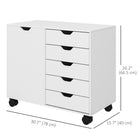HOMCOM - Armoire de classement latérale avec 5 tiroirs et étagère réglable - blanc-La structure en panneau de particules avec revêtement en mélamine assure durabilité et facilité d’entretien 