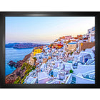 Santorini Greece Oia Houses - Toile encadree - 35" x 27"-Impression d'art de haute qualité avec passe-partout et encadrement professionnel