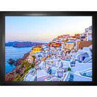 Santorini Greece Oia Houses - Toile encadree - 35" x 27"-Impression d'art de haute qualité avec passe-partout et encadrement professionnel