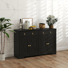 HOMCOM - Buffet 47,6 po L avec rangement - noir-Design de porte de grange avec poignées en anneau, ajoute un charme rustique de ferme 