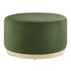 Modway - Tilden Grand Velours rond de performance de 29" Rembourré Ottoman - Moss Green Natural-Revêtement en velours de performance