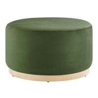 Modway - Tilden Grand Velours rond de performance de 29" Rembourré Ottoman - Moss Green Natural-Revêtement en velours de performance