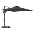 Outsunny - Parasol de patio carré déporté 8 pi L x 9 pi l avec base remplissable, gris foncé-Comprend la base en croix et la base remplissable, pèse jusqu'à 88 lb (40 kg) lorsqu'elle est remplie d'eau