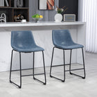 HOMCOM - Tabourets de bar hauteur comptoir avec dossier - bleu foncé - paquet de 2-Repose-pieds pour une posture détendue 
