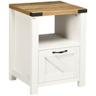 HOMCOM - Table d’appoint avec rangement - blanc-Le style maison de ferme met en valeur la décoration de votre intérieur 