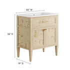 Modway - Elysian 30" Vanette de salle de bain - Burl blanc-Bassin d’évier en céramique