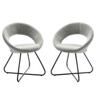 Modway - Nouvelle Tissu rembourré Chaise à manger Ensemble de 2 - Noir Gris clair-Chaises de salle à manger rétro modernes