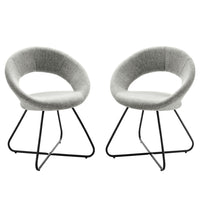 Modway - Nouvelle Tissu rembourré Chaise à manger Ensemble de 2 - Noir Gris clair-Chaises de salle à manger rétro modernes