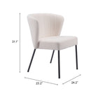 Zuo - Aimee Chaise de salle à manger - Crème - Ensemble de 2-6