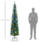 HOMCOM - Arbre de Noël artificiel de 7 - 5 pi avec lumières LED colourées-Construction de charnières, conception de section pour une installation rapide 