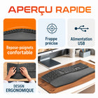 Delton - Clavier ergonomique KB250, noir-Livré avec un repose-poignet pour un confort accru lors d'une utilisation prolongée
